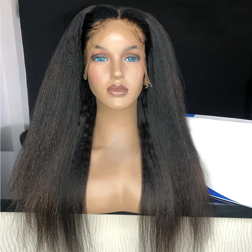 

180 Плотность Парик Фронта Шнурка Мягкий 30 Дюймов Натуральный Коричневый Кудрявый Прямой Для Женщин С Волосами Младенца Предварительно Сорванные Бесклеевые