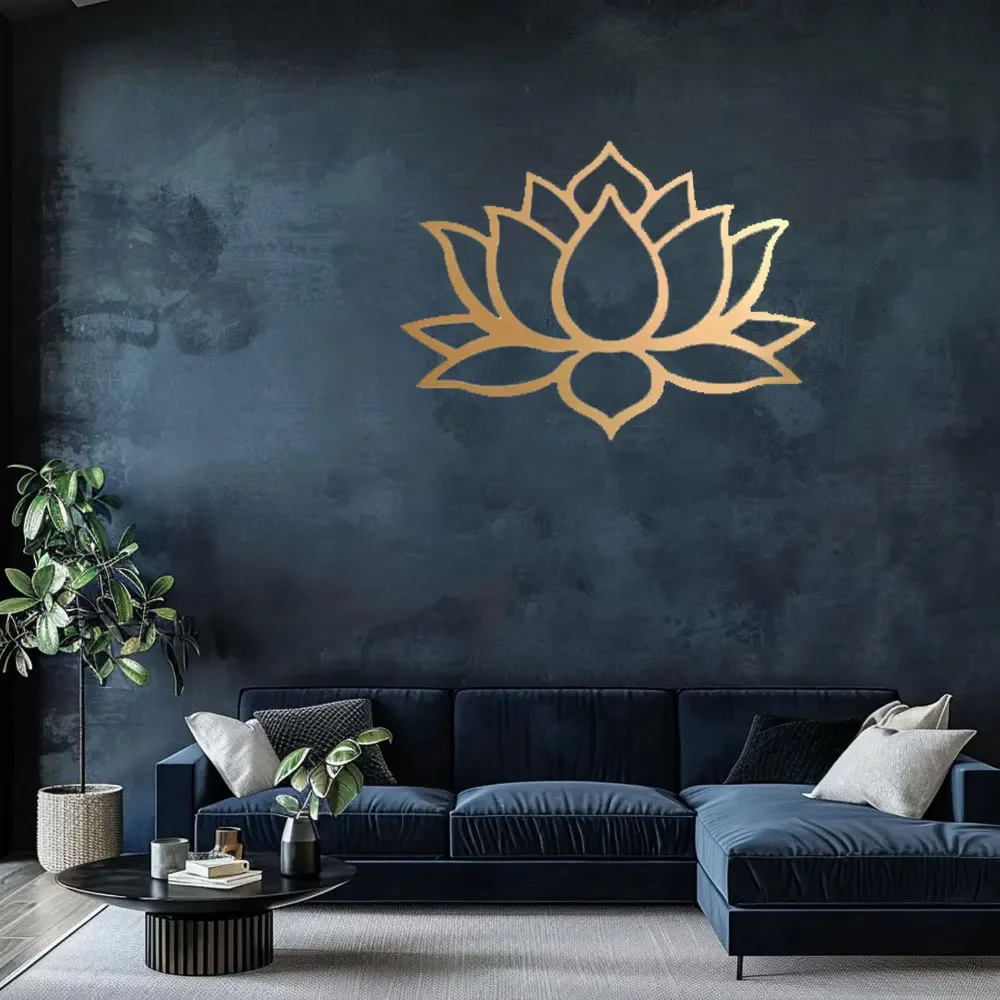 Elevate Your Living Space Using Large Gold Lotus Metal Wall Art, A Great Decor Option and Ideal Bridal Shower Gift.