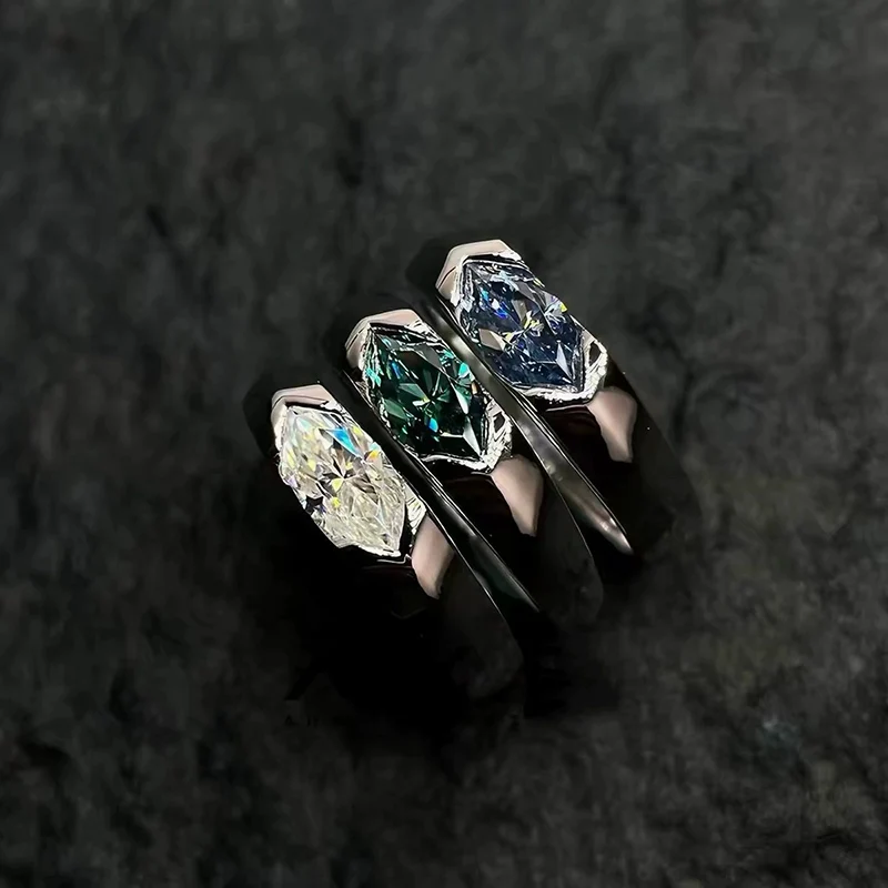 Zircon Blue Green White Horus Eye Ring Men's Trendy Personality Creative Geometric Finger Jewelry Open Size Rings KOFSAC