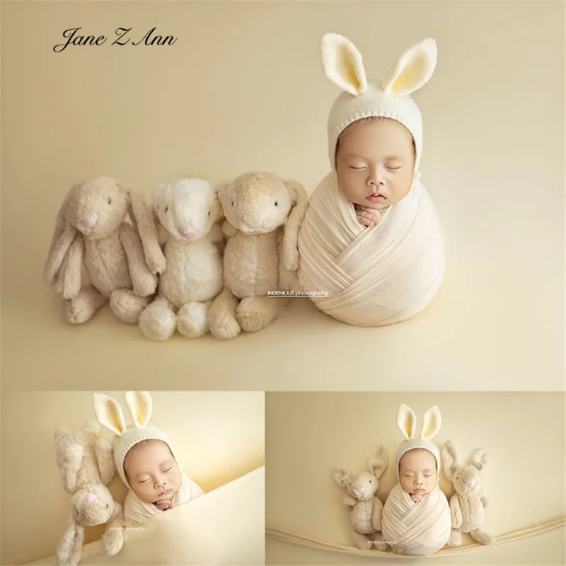 New solid color twins  hat Newborn baby knitted  wool buuny ear  stuido photography bonnet Little rabbit shooting props