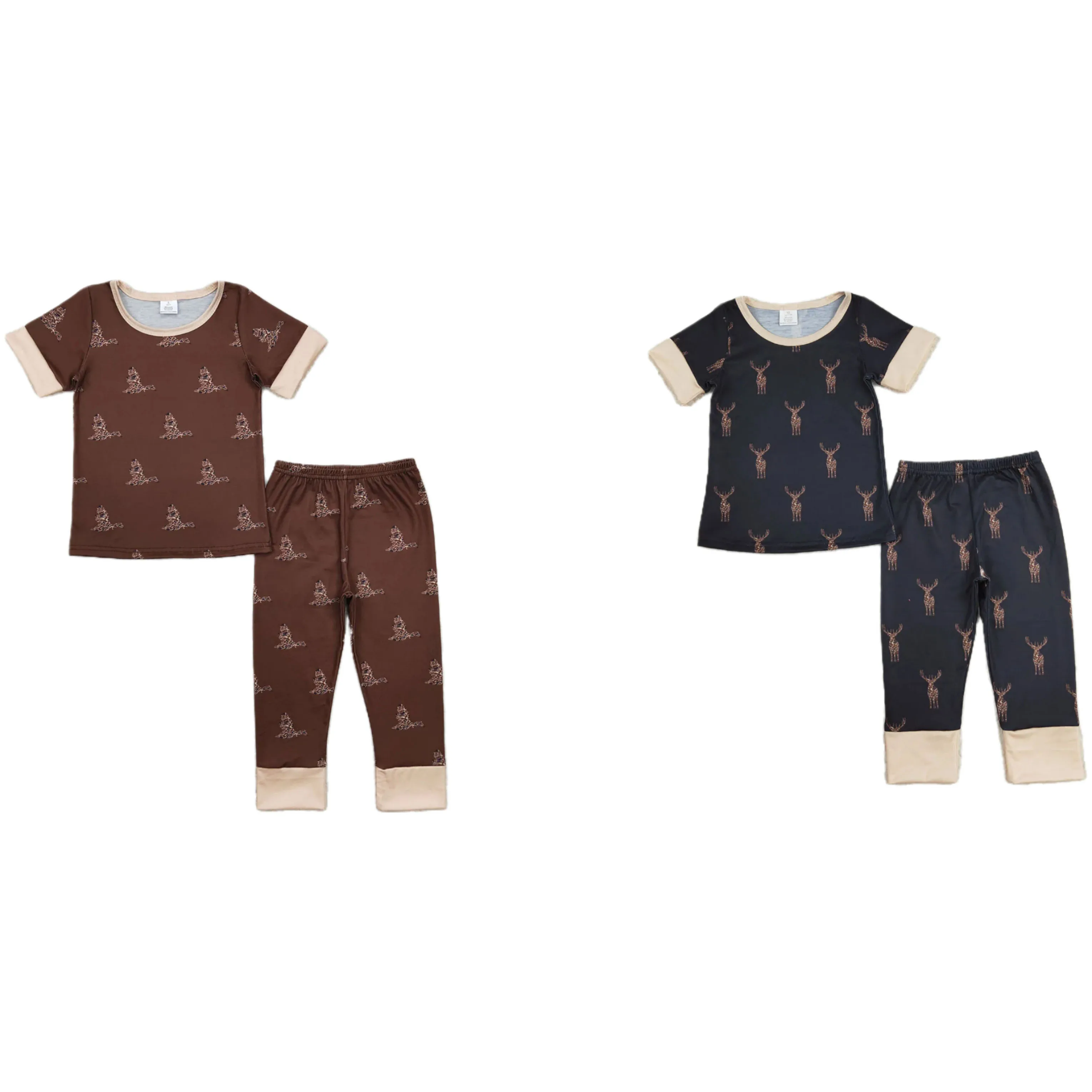 

Wholesale Baby Boy Short Sleeves Camo Duck Deer Shirt Pants Sleepwear Bamboo Set Pajamas Outfit Children Nightclothes Clothes