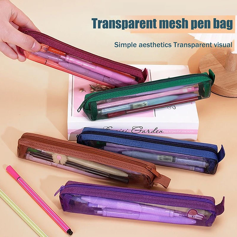 Clear Mesh Travel Cosmetic Bag – Multi-Functional Toiletry & Stationery Pouch