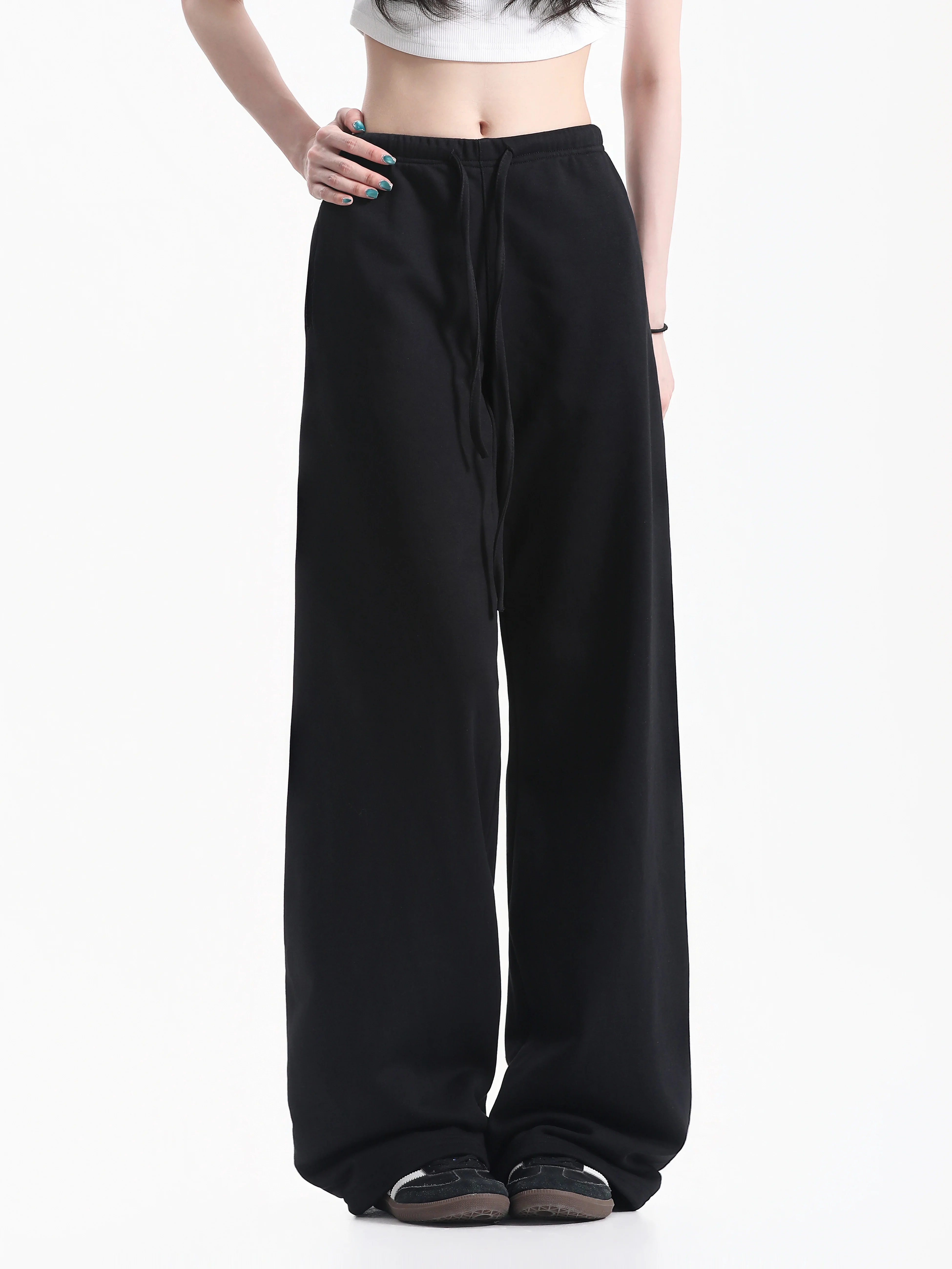 Loose Fit Straight Leg Pants Draping Basic Style Korean Sportswear Neutral Style Slimming Effect Casual Trousers for Women