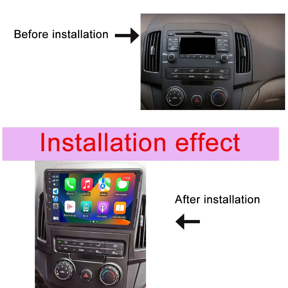 QLED Screen for Hyundai I30 2006 - 2011  Wireless CarPlay Car Radio Video Audio Multimedia Player GPS Navigation Bluetooth WIFI