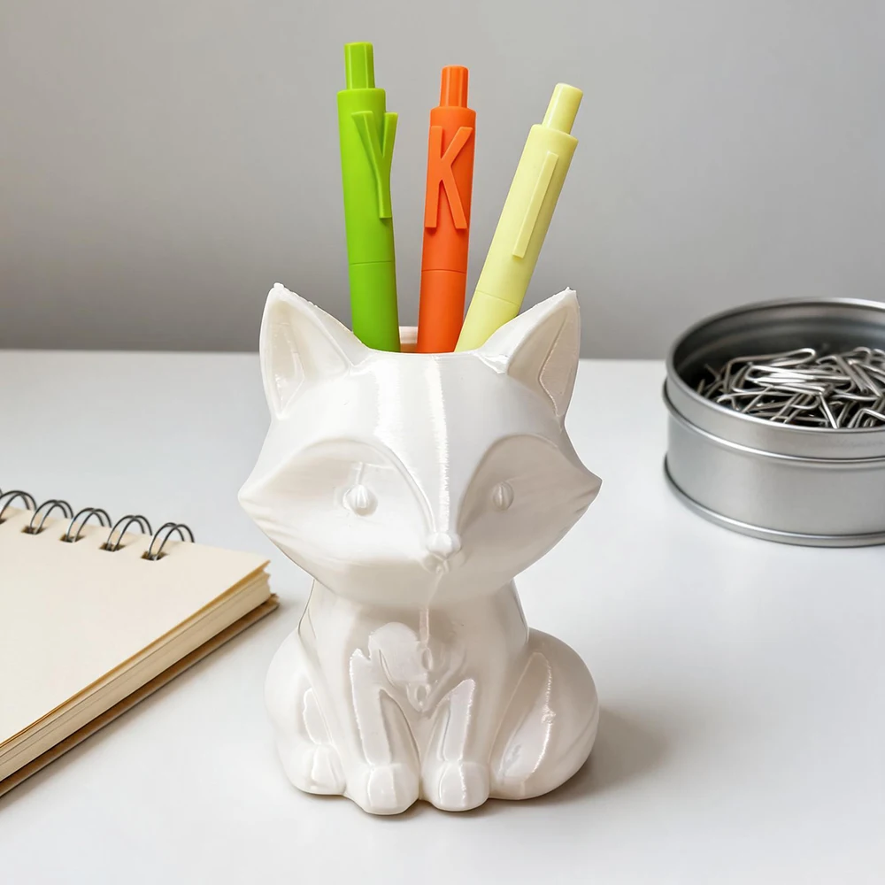 3D Printed Fox Pen Holder Desk Decor Organizer