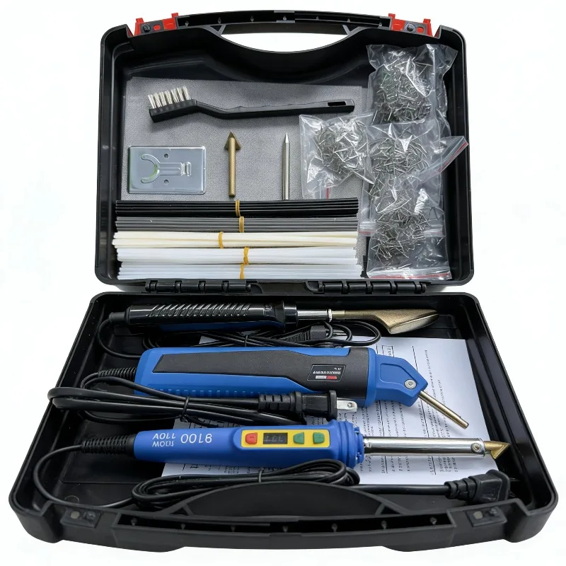 For Auto Car Bumper Repair 100W Handheld Hot Staple Welder 400 Staples Repair Mesh Bare Unit Plastic Box Kit Smoothing Tool Kit