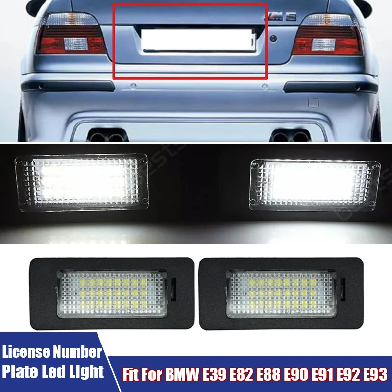 A Pair of Car Rear License Number Plate Lights Led Signal Lamps For BMW E39 E82 E88 E90 63267193293 63267165646 Car Accessories