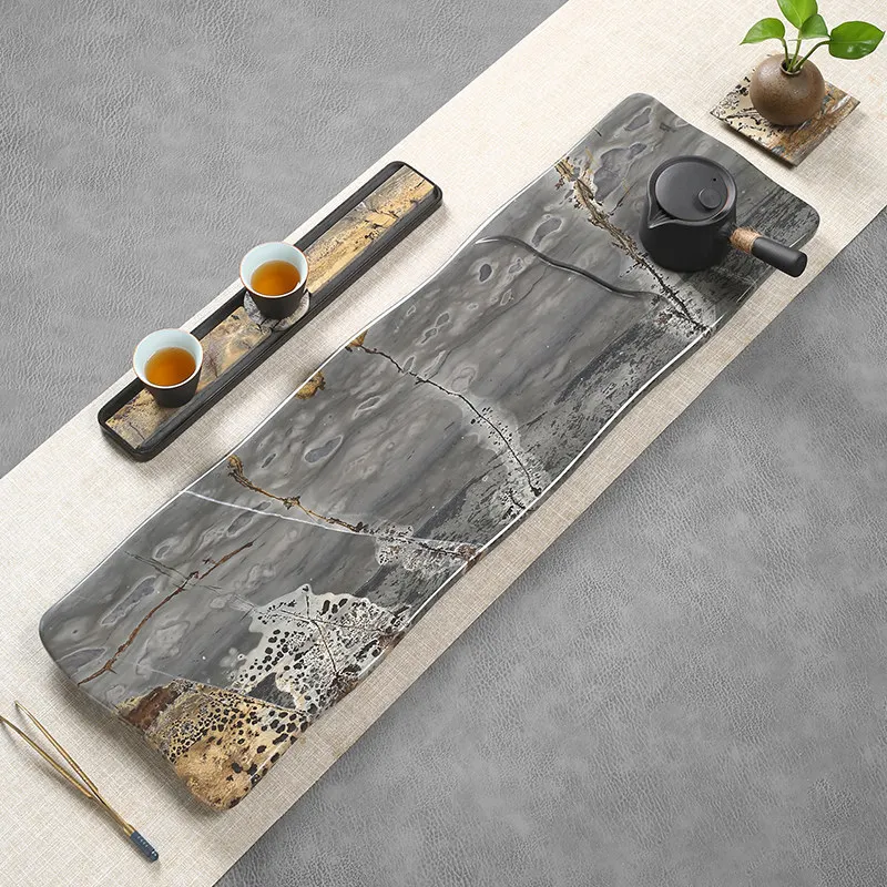 Stone Serving Tea Tray Marble Table Decorative Valet Rectangle Coasters Tea Tray Hospitality Chinese Bandejas Home Decorationgs