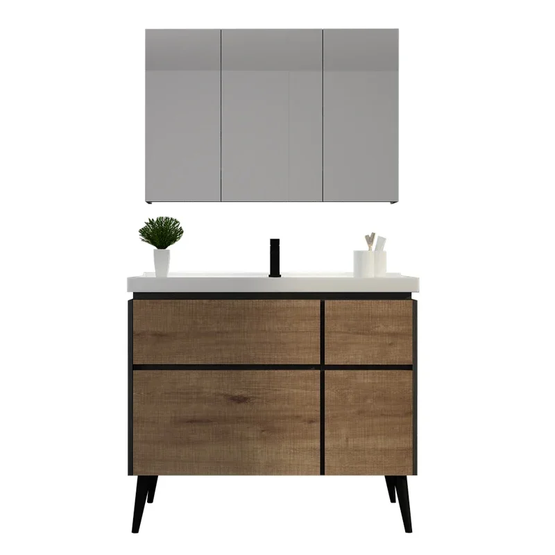

Bathroom Cabinet Floor Combination Integrated Ceramic Basin Wash Basin Cabinet Washstand Smart Mirror Cabinet