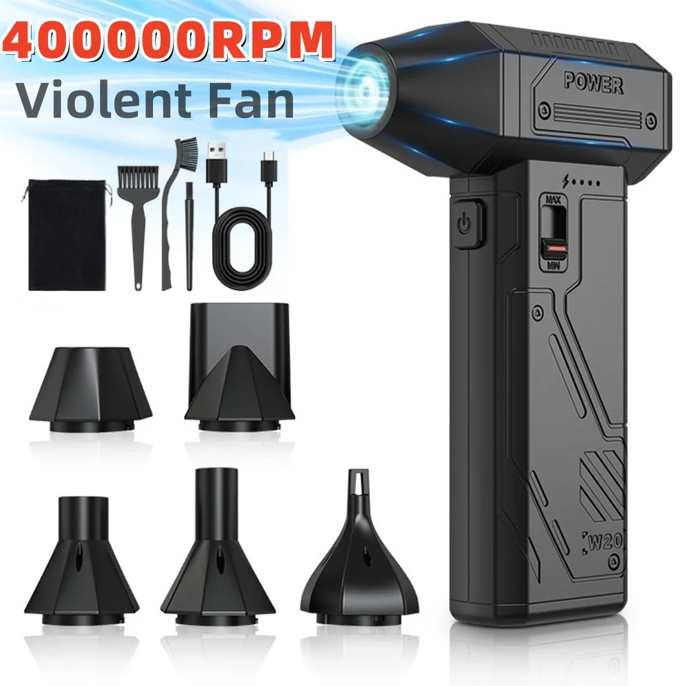 

400000 RPM Electric Air Blower Turbo Jet Fan Brushless Motor High-Speed Turbo Violent Fan USB Rechargeable Powerful Dust Blower