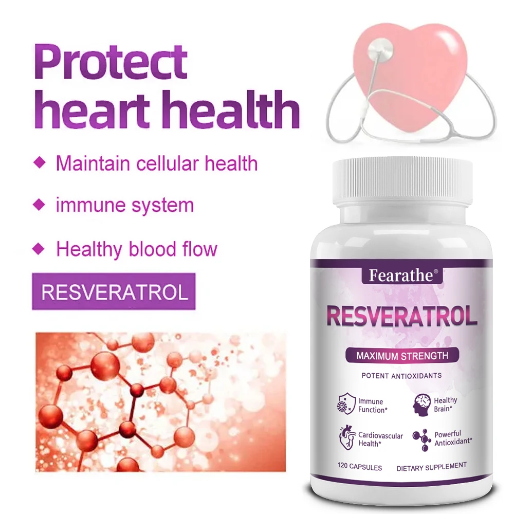 Fearathe Resveratrol Capsules - Supports Brain and Immune Function, Heart Health, Brain Health, Anti-Aging, Antioxidant