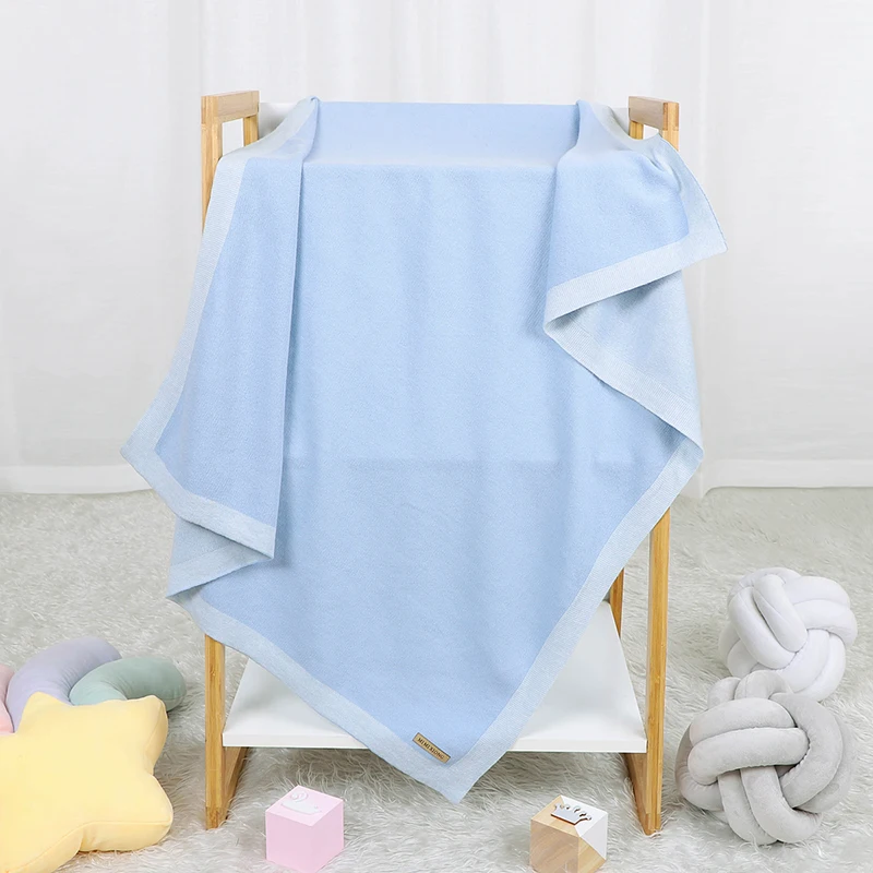 Baby Blanket 100%Cotton Knit Newborn Girl Boy Stroller Swaddling 100*80CM Fashion Super Soft Infant Kid Bedding Crib Plaid Quilt