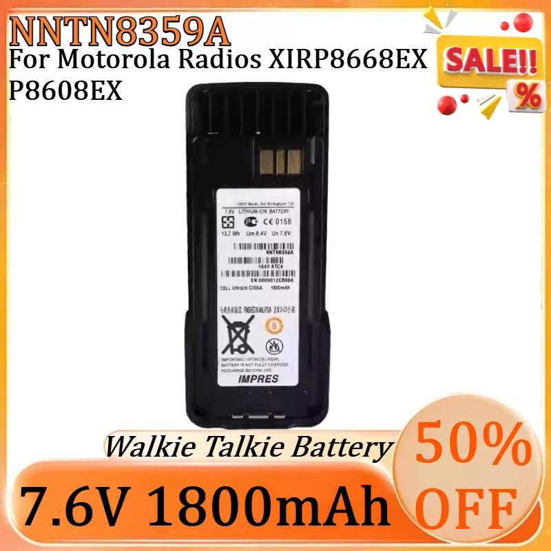 

New NNTN8359A 7.6V 1800mAh IMPRES High Quality Battery for Motorola Radios XIRP8668EX P8608EX Walkie Talkie Battery