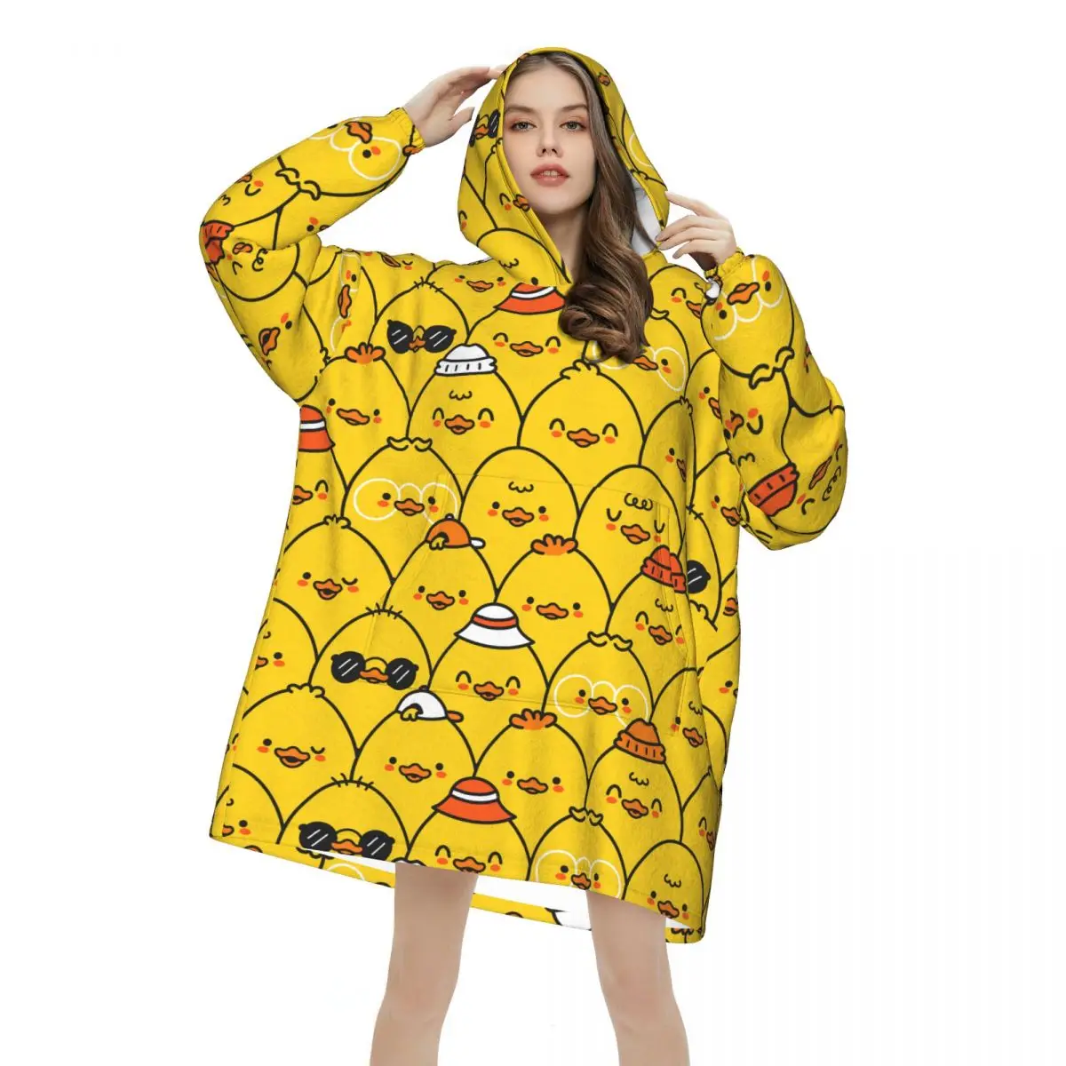 Duck Oversized Blanket Hoodie Women Men Wearable Fleece Pullover Soft Warm Cozy