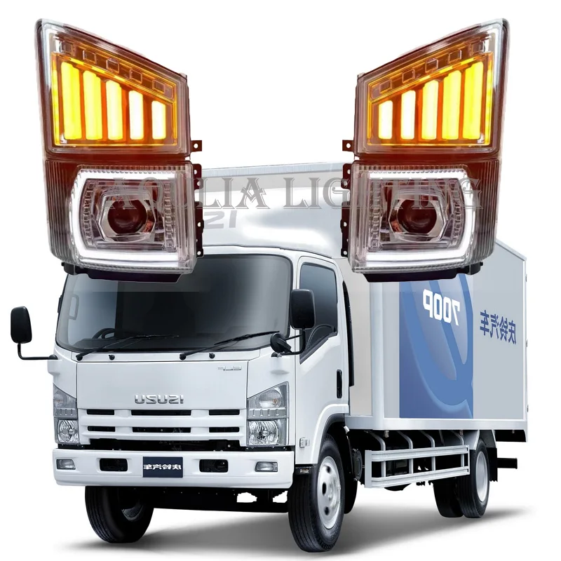 1 Pair Head Lamp With LENS And Corner Lamp Fit For ISUZU 700P Truck