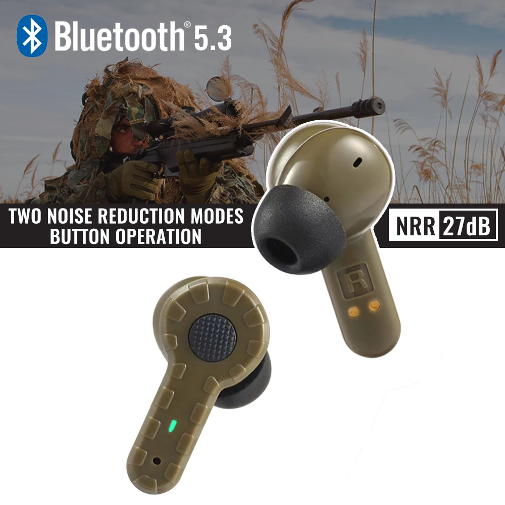 2024 New Bluetooth 5.3 Earplugs Military Electronic Noise Reduction Hearing Protection Wireless Earbuds for Range Shoot Hunting