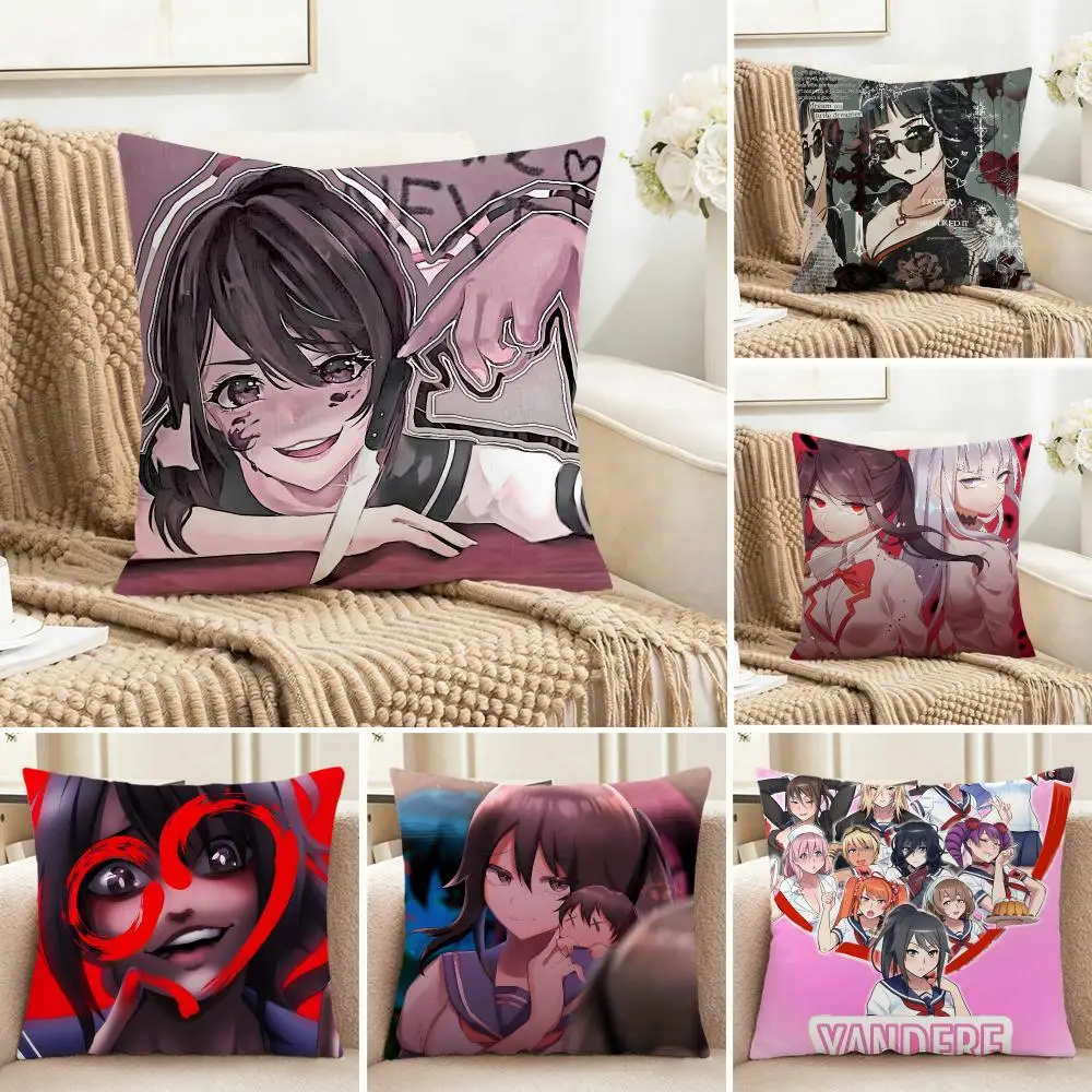 Thrilling Game Y-Yandere Simulator Cushion Cover Cozy Pillowcase Holiday House Interior Sofa Bedroom Accessories