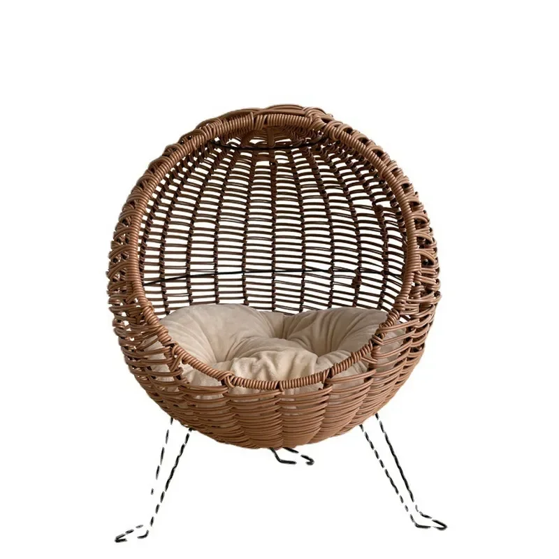 Handwoven Imitation Rattan Pet Bed Warm Cat Dog Cushion Nest Universal Puppy Sleeping Basket for Indoor Home Use