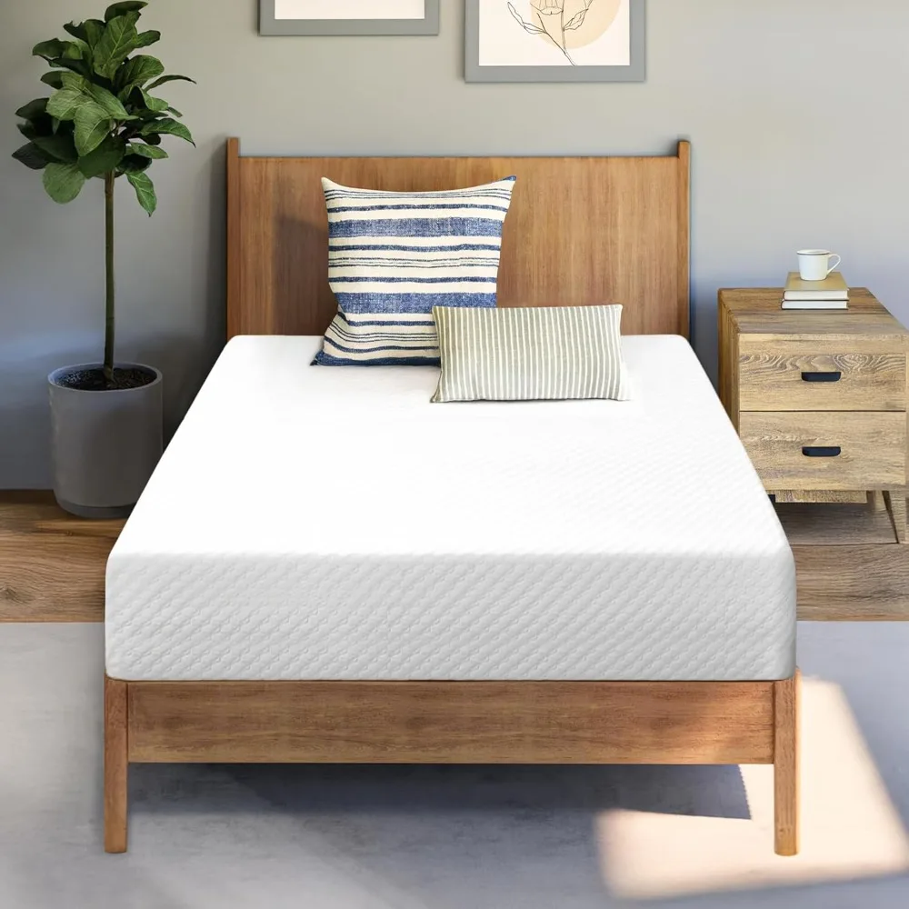 

Mattresses, 8 Inch Twin Cooling Gel Memory Foam Mattress, Enhanced Pressure Relief Removable Soft Cover No Fiberglass Mattress