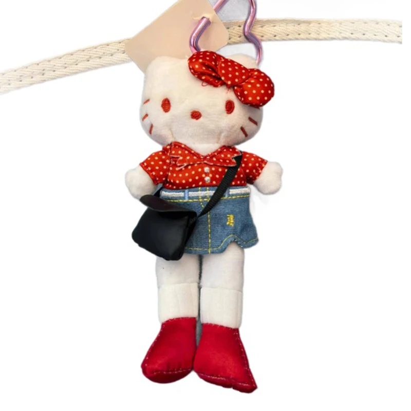 سانريوس سيقان طويلة KT القط أفخم المفاتيح لطيف مرحبا كيتي اللعب دمية قلادة أنيمي محشوة بلوشيز حقيبة العرافة قلادة كيرينغ هدية