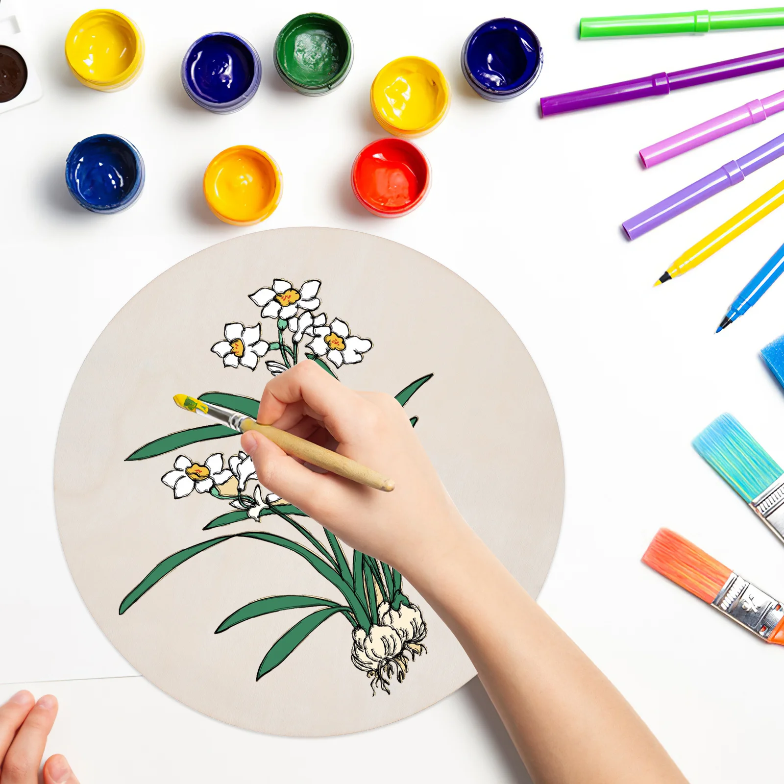 

5Pcs DIY Round Wood Circles Unfinished Wooden Discs 30cm for Kids Painting Crafts Home Decor Projects Wood Board Hanger