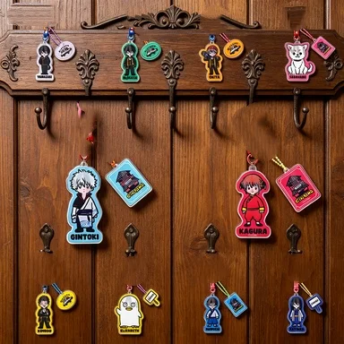 Wholesale New Anime Gintama New Style Acrylic Pendant Keychains Cosplay Holder Topperbag Decorations 6cm Gifts Silver Keychain