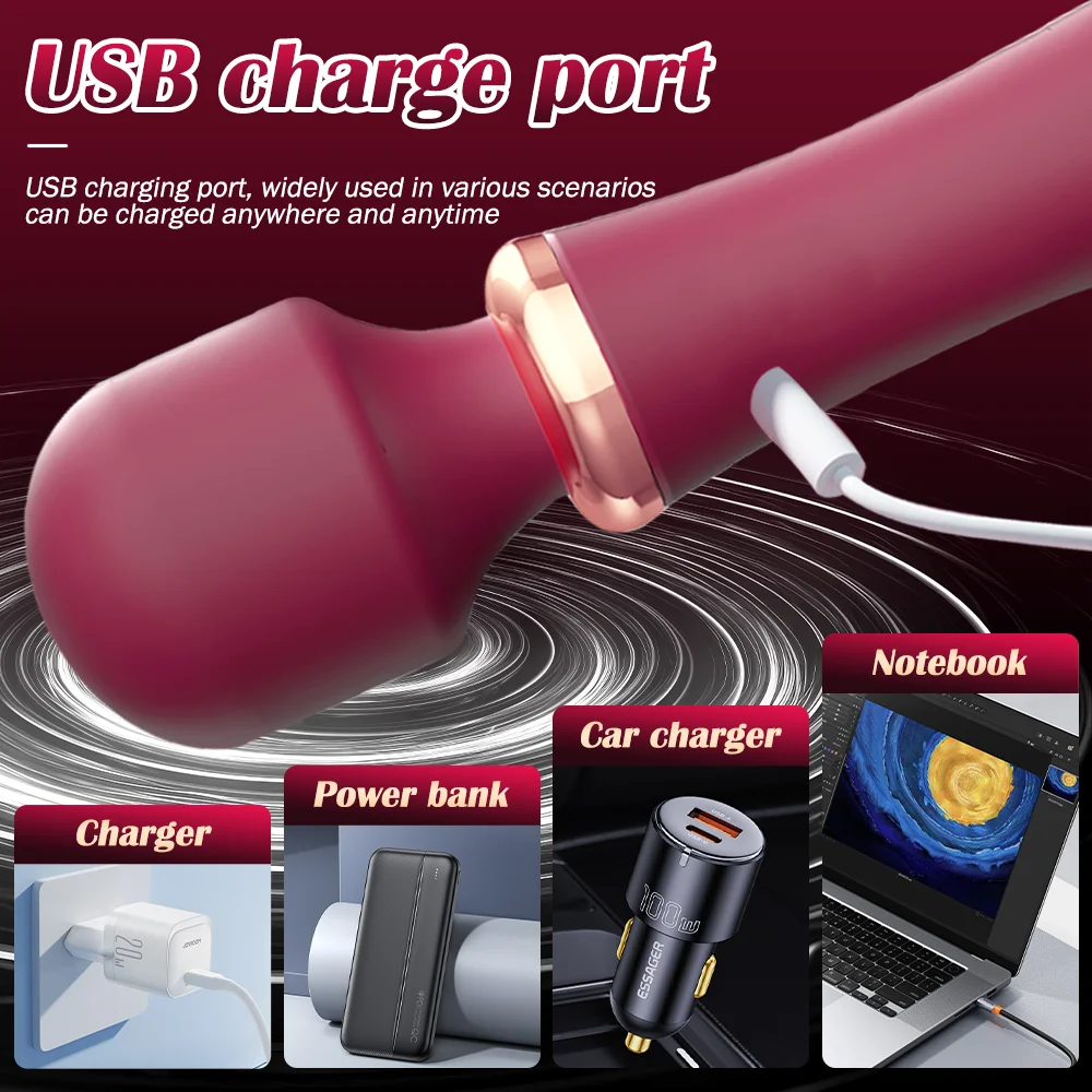 لعبة الجنس للنساء عصا سحرية قوية هزاز G بقعة البظر تحفيز مزدوج التدفئة جهاز تدليك للمهبل السلع الكبار الإناث