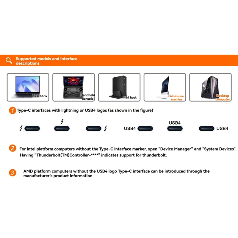 

Док-станция для видеокарты ABT для DELL 7,4X 5,0, интерфейс питания Th3p4gan V2 Thunderbolt 3/4 USB4, док-станция для графического процессора, видеокарта