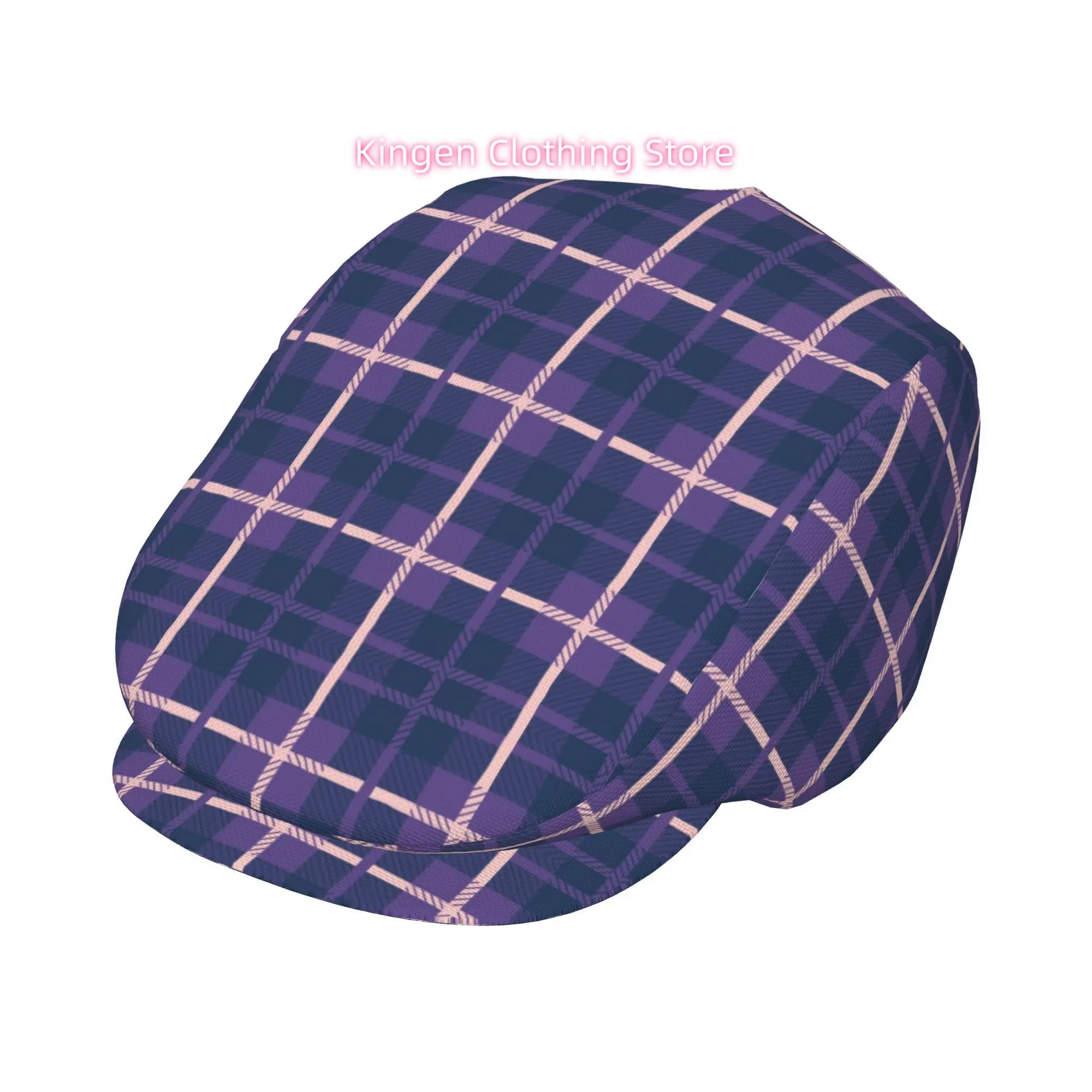 1pc of Fully Printed Adjustable Flat Cap Featuring a Deep Blue Lavender Diagonal Stripe, Suitable for Both Men And Women, Includ