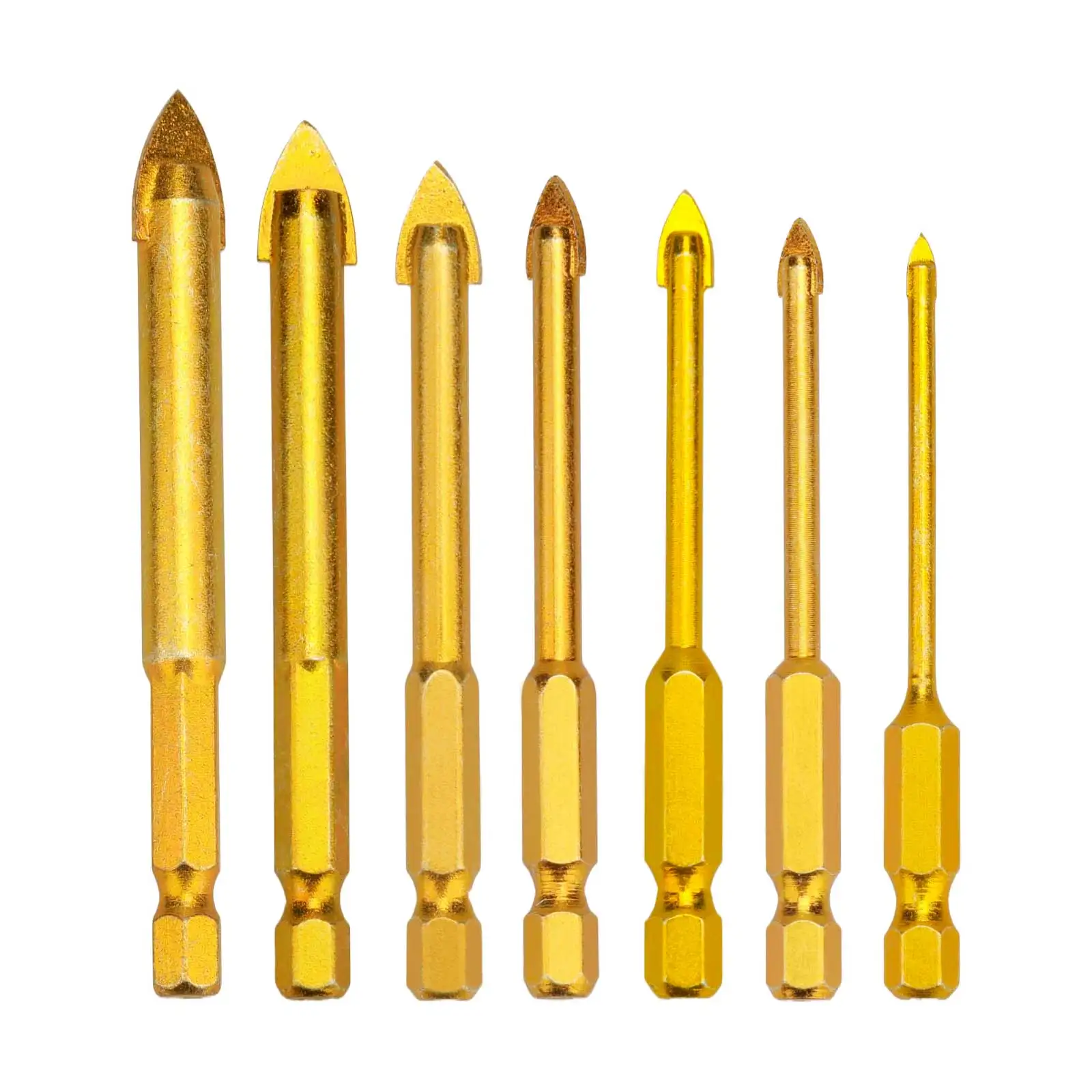 Gold Alloy Drill 6.35mm Hexagonal Handle Ceramic Wall Glass Vitrified Brick Plastic Various Wood Multifunctional Alloy Drill Bit