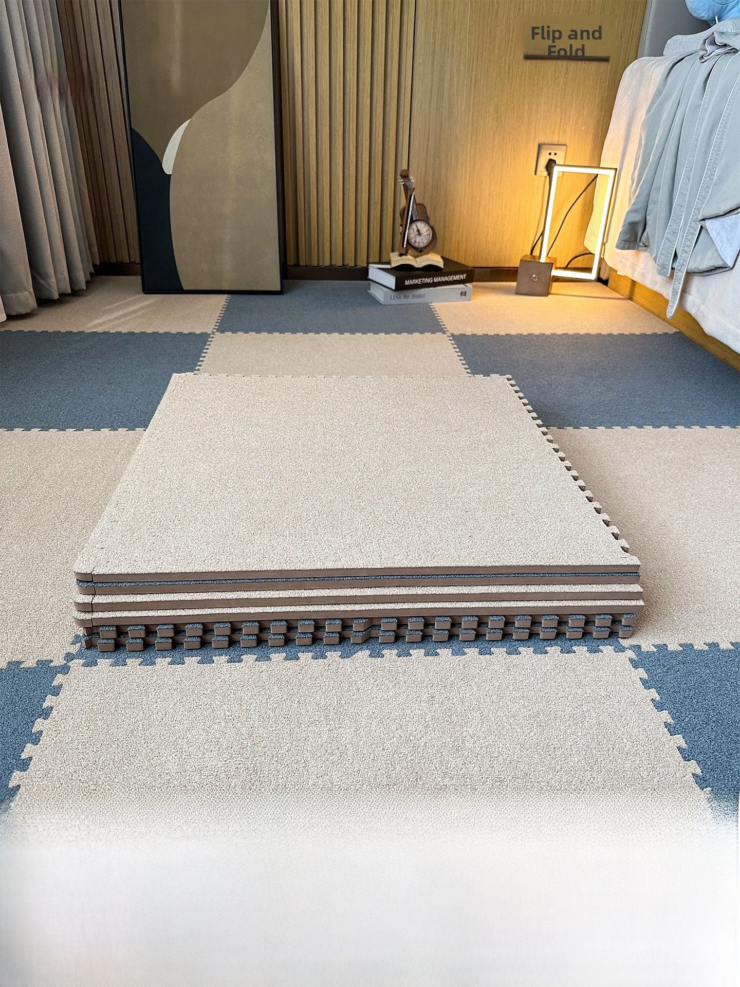 

ort Velvet Soundproof Floor Mat Anti Slip Living Room Carpet Detachable Waable Bedroom Home Use Comfortable Square Rug