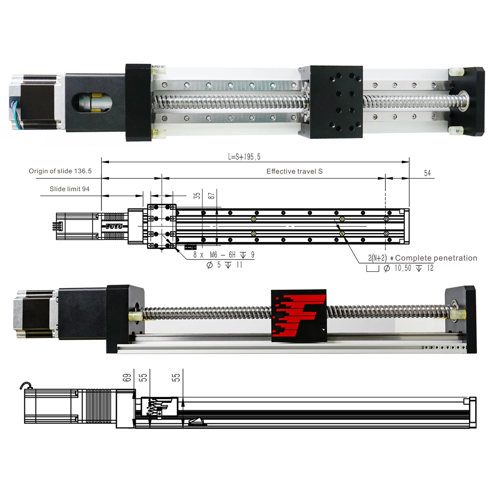 Double Rails Support Flip Load Optional Servo Motor Ball Screw Linear Guide