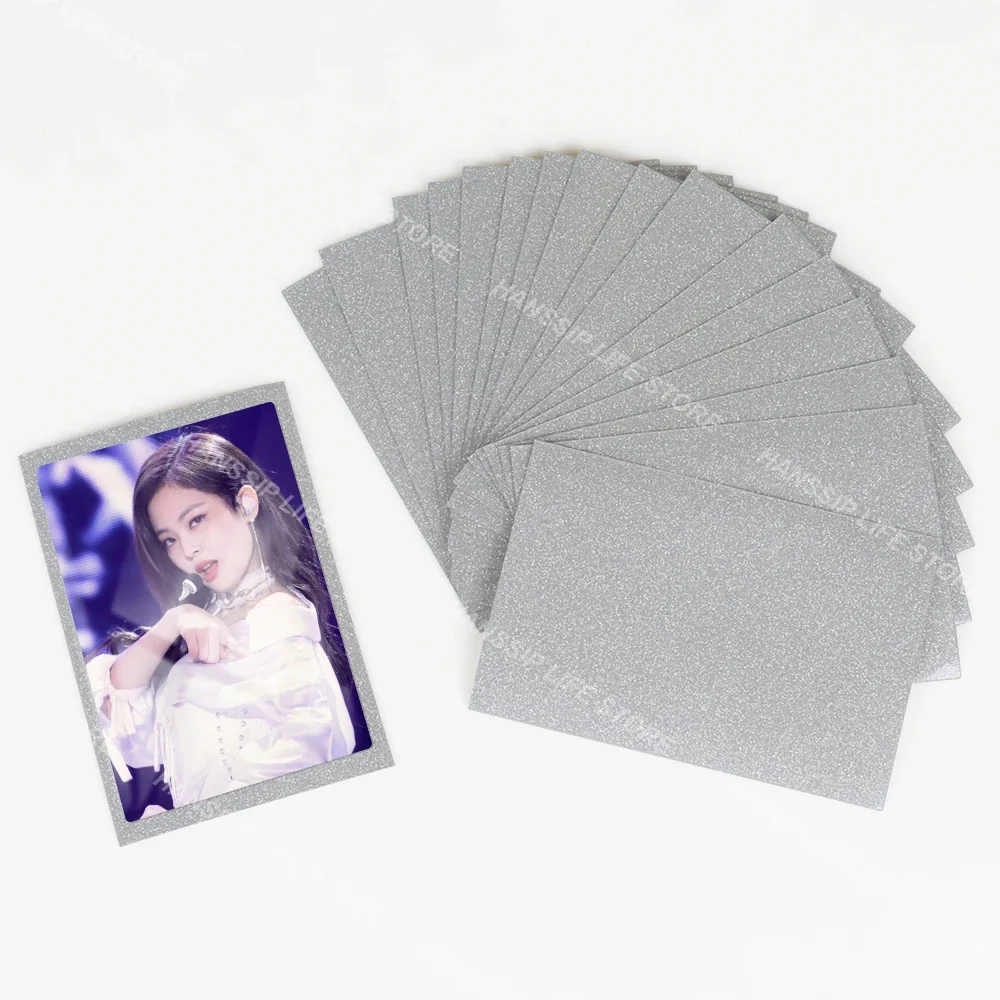 50pcs/Pack Kpop Card Sleeves Holder Transparent Card Film Solid Back Colorful Sleeves Photocard Holder Game Cards Protector