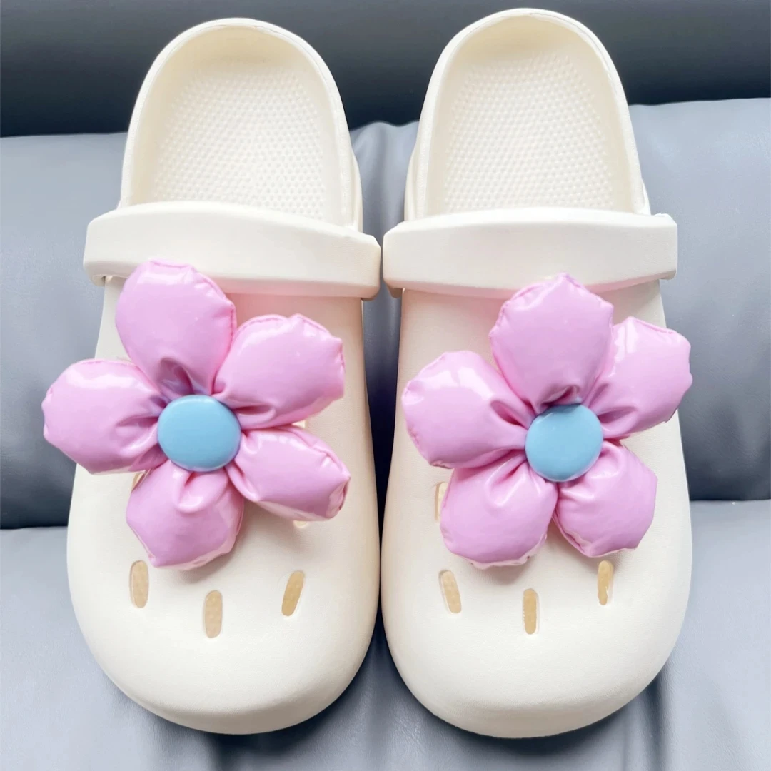 PU Leather Shoe Accessories, Charming DIY Set of Sandals, Decorative Buckles with a Diameter of 10cm, Large Flower, New 2024