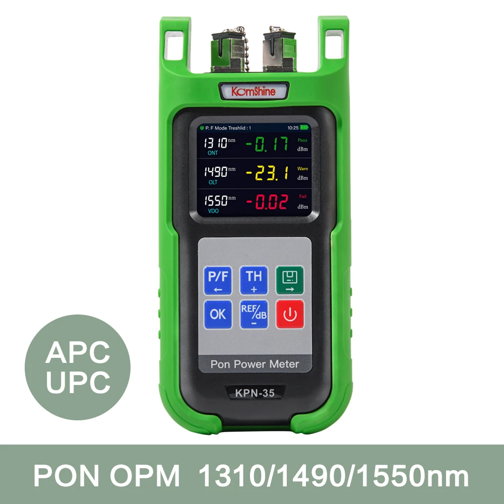 Optical Fiber Power Meter PON Komshine 1310 1490 1550nm Medidor de potencia optico PON Network Tester With APC or UPC Connector