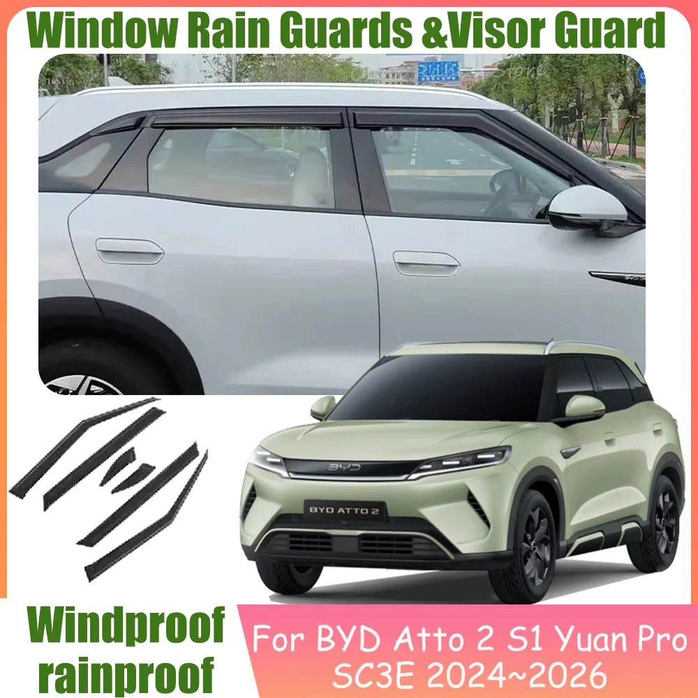 

For BYD Atto 2 S1 Yuan Pro SC3E 2024~2026 2025 Car Window Sunshade Rain Guards Side Window Visor Guard Rain Cover Accessories