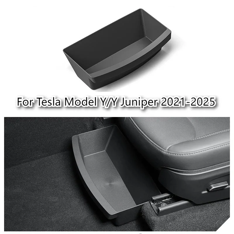 Für Tesla Model Y Juniper Launch 2025 2026 Unter-Sitz-Aufbewahrungsbox TPE Auto-Organizer Fahrzeug-Untersitzschublade Zubehör – Detail 1