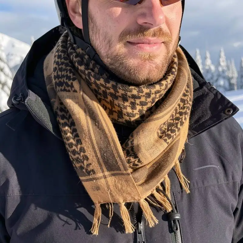 Pashmina low bulk polyester fleece for snow trail hiking thermal neck guard cold weather outdoor men winter scarf