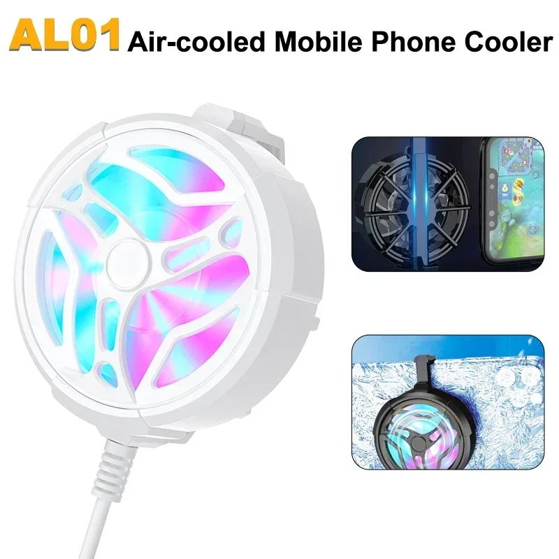 

AL01 Mobile Phone Back-clip Cooling Radiator Air-cooled Game Cooler for IPhone Android Universal Game Accessories Cool Heat Sink