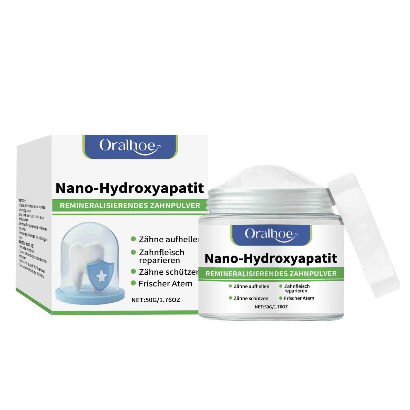 Hydroxyapatite Teeth Whitening Powder Brighten Yellow Teeth Stain Removal Cleaning Oral Hygiene Gum Care Bleaching Tooth Powder