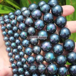 6-16mm Multicolor Black Color Shell Pearl Round Loose Beads 15.5inch per strand ,For DIY Jewelry Making !