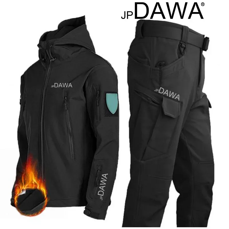 

jp Dawa Winter Fishing Suit Men's Mountaineering Shark Skin Military Uniform Warm Wool Soft Shell Windproof Waterproof Jacket