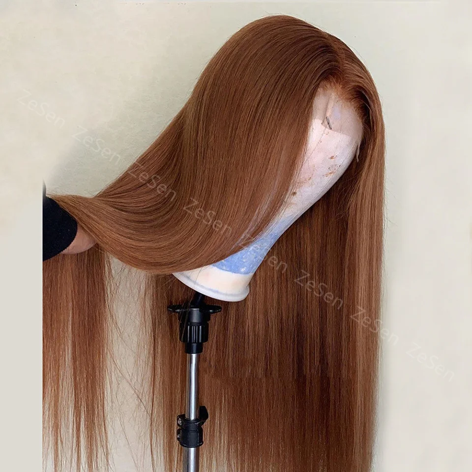 

Ginger Brown Wig Straight Synthetic Lace Front Wigs For Women Glueless Pre Plucked Hairline With Baby Hair Wig Cosplay Daily Use