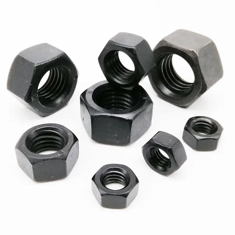 Black Hexagon Hex Nuts M2 M2.5 M3 M4 M5 M6 M8 M10 M12 M14 M16 M18 M20 M22 M24 M27 M30 M30m30 Carbon Steel Metric Hex Nuts