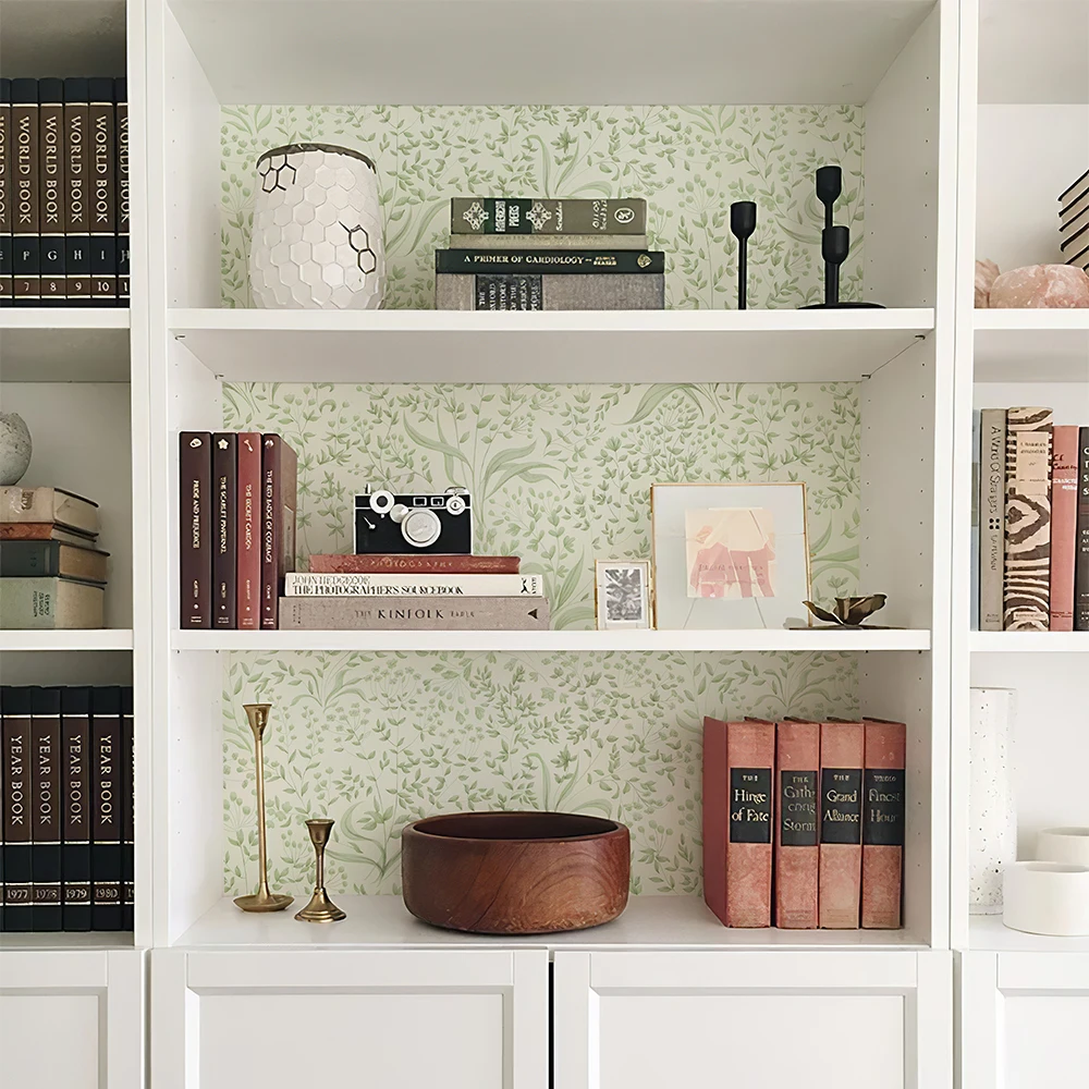 Green Leaves Peel And Stick Wallpaper Fresh Flowers Self Adhesive Waterproof Wall Decor Contact Paper Retro Furniture Sticker
