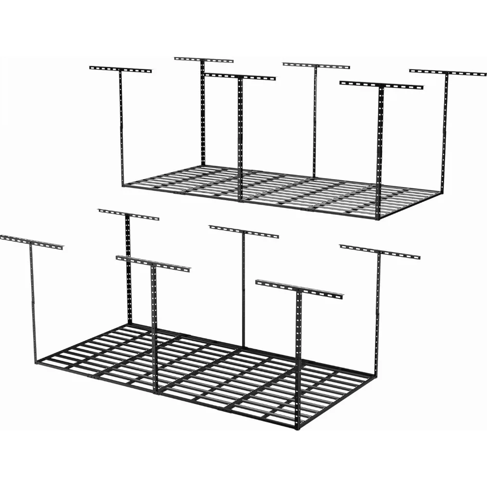 4x8 Garage Storage Overhead Rack Organization, Adjustable Ceiling Mounted Storage Racks, 750LBS Weight Capacity, 22"-40" Ceilin