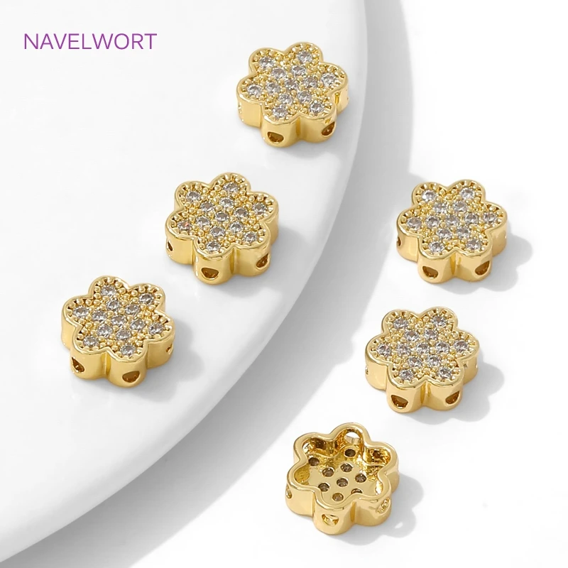 18K مطلية بالذهب زهرة شكل الخرز فواصل للأساور ، خرز فاصل النحاس ، فواصل للخرز ، DIY بها بنفسك مستلزمات صناعة المجوهرات