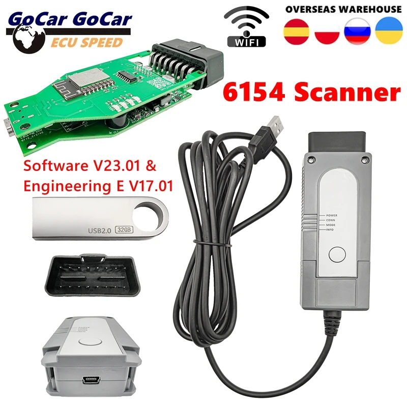 Nuovo Scanner Diagnostico per Auto 6154 V23.01 e Strumento di Programmazione Diagnostica Engineering E V17.01 con Aggiornamento Firmware Online