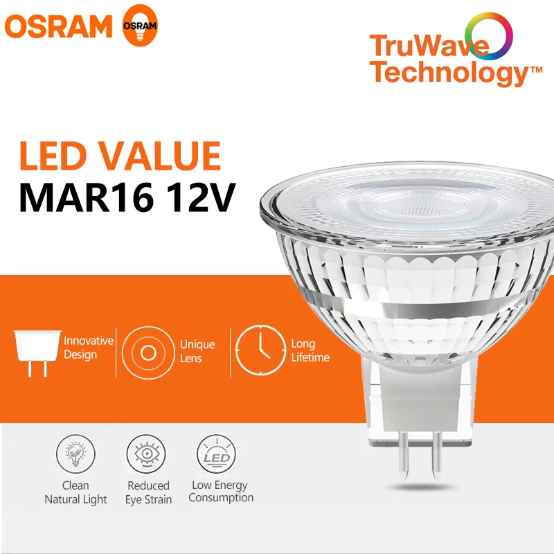 OSRAM LED Value MR16 35 24° Degree 4.5W 12V GU5.3 Base 2700K Warm White Low-voltage LED Reflector Lamp House Room Light AC58503