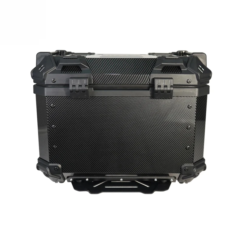 Factory: 45L-3X carbon fiber textured motorcycle tail box with black lock and handle (black).